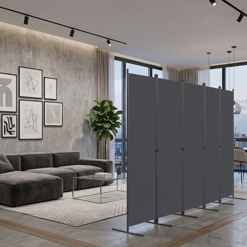 Grand Paravent Gris Foncé — 6 Panneaux 180×180 cm | Bureau & Intérieur