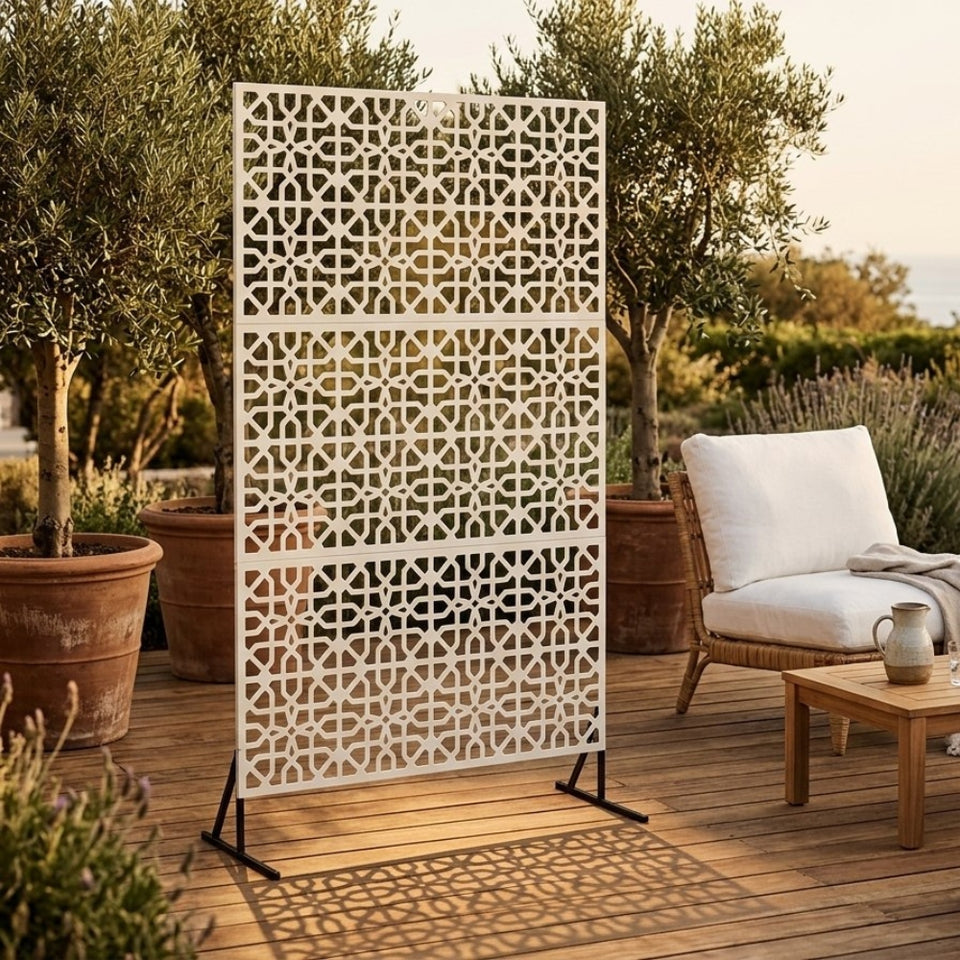 Paravent Métal Acier Gris — Cloison Design 3 Panneaux 180 cm