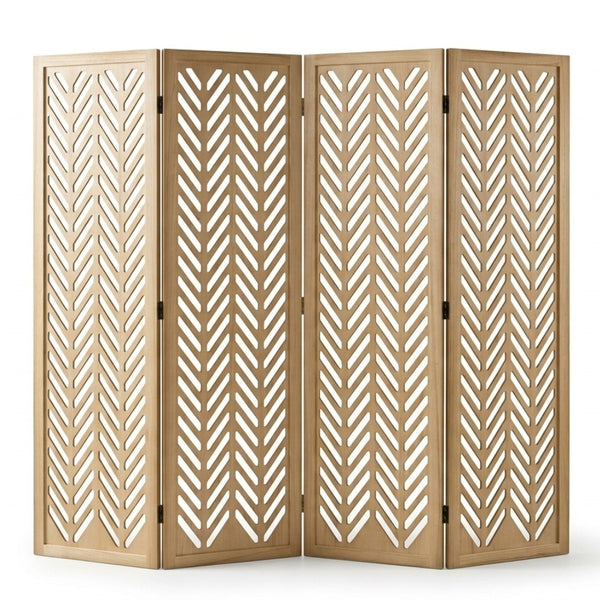 Paravent 4 Panneaux en Bois de Paulownia — Pliage Express, Design Naturel