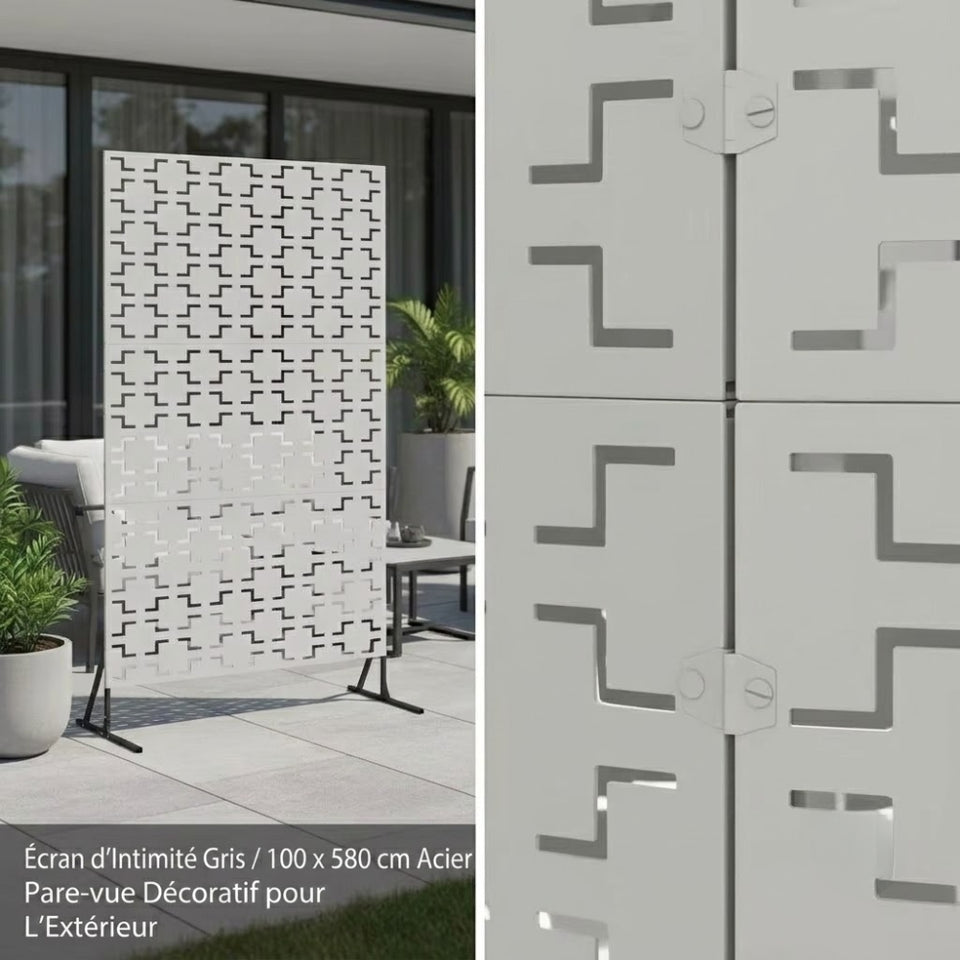 Paravent d'Extérieur en Acier Gris Anthracite 100×180 cm