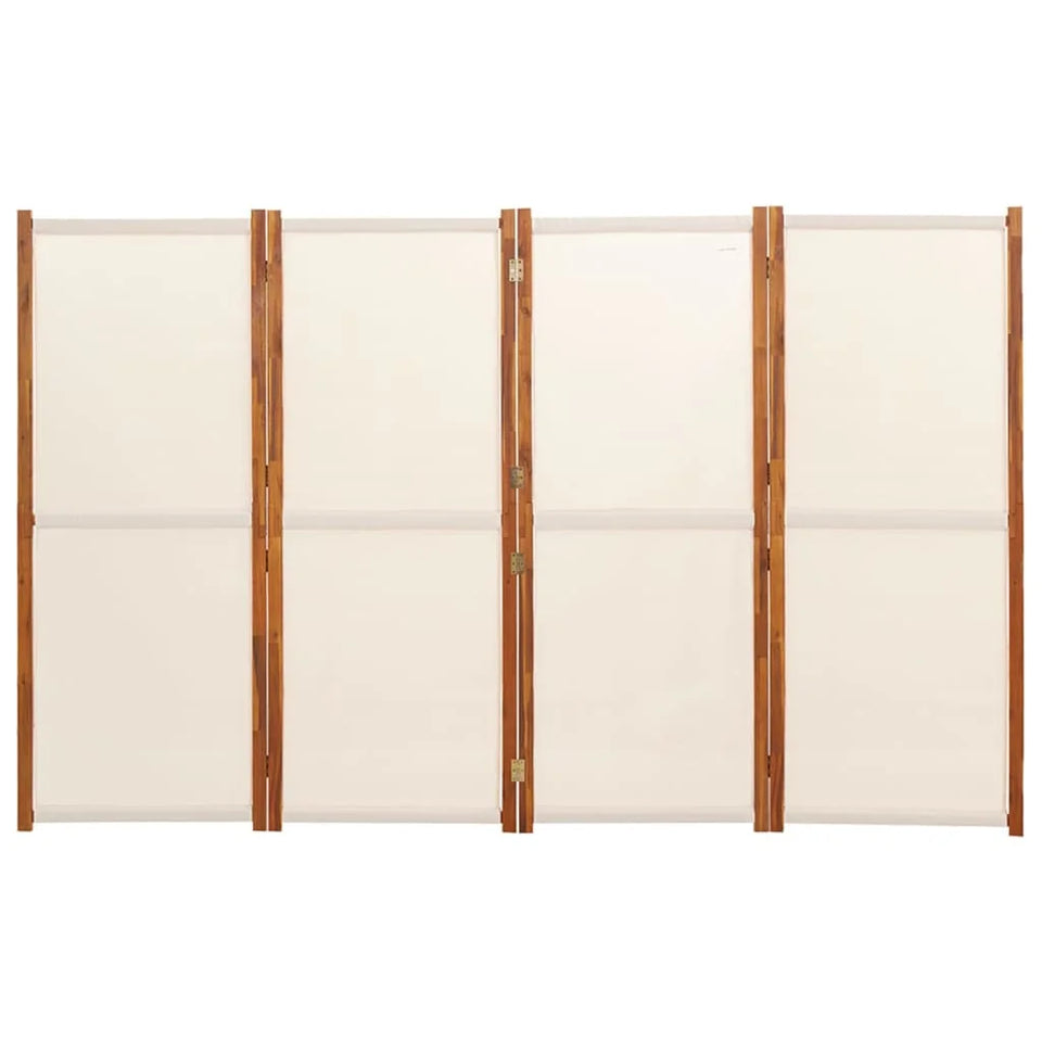 Paravent 4 Panneaux Tissu Blanc Crème — Grand Séparateur 280 × 180 cm