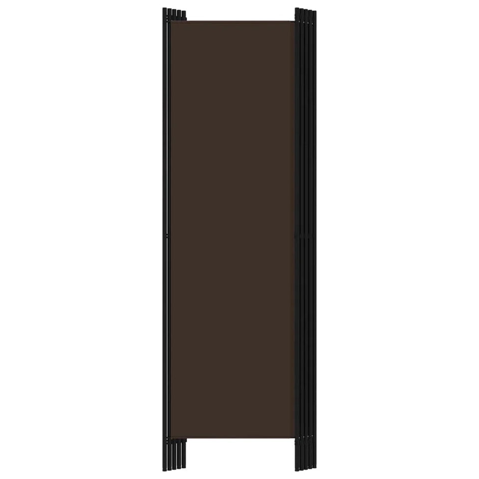 Paravent 5 Panneaux Tissu Brun — Séparateur de Pièce 250 × 180 cm