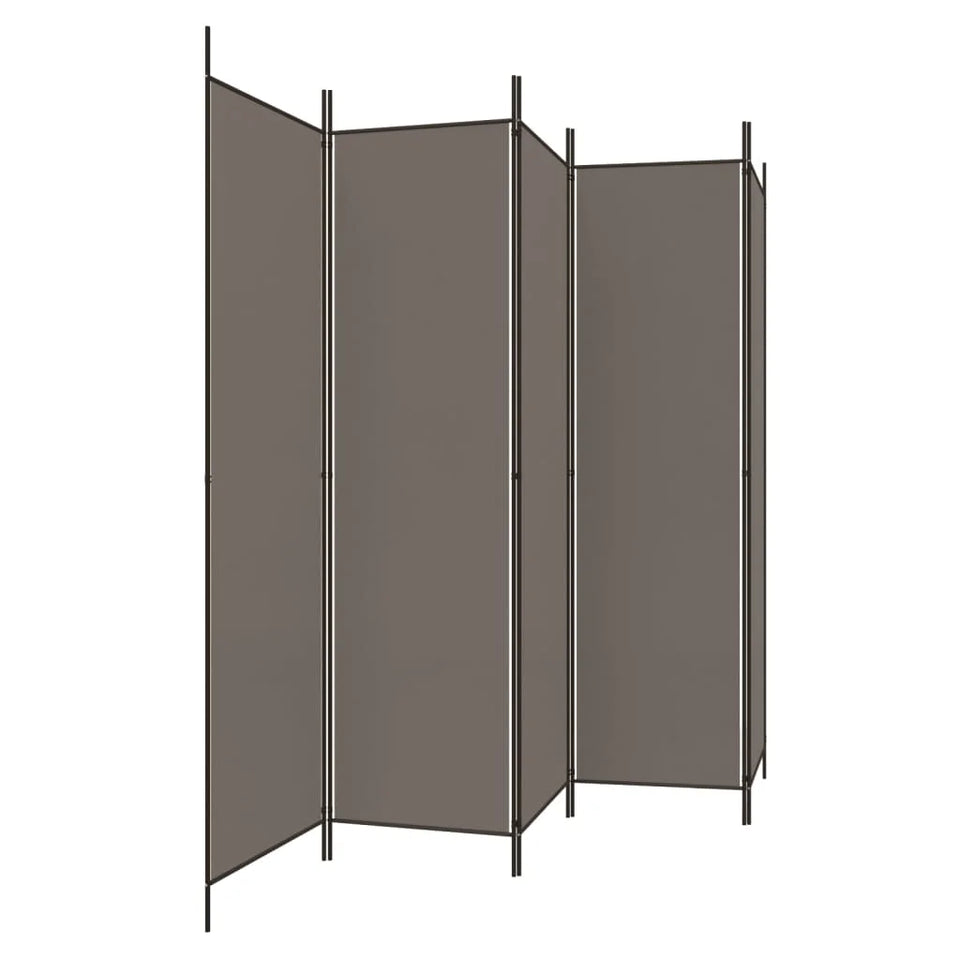 Paravent 5 Panneaux Tissu Anthracite — Grande Cloison 250 × 200 cm