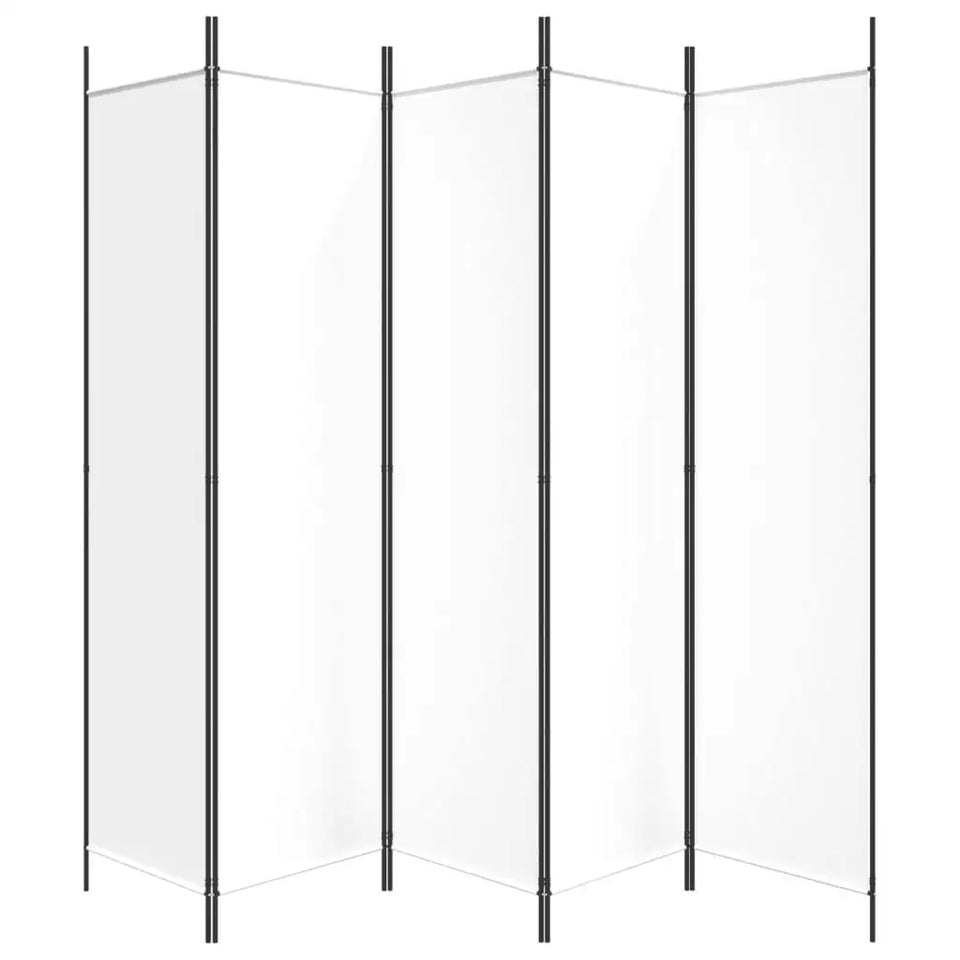 Paravent 5 Panneaux Tissu Blanc 250×200 cm