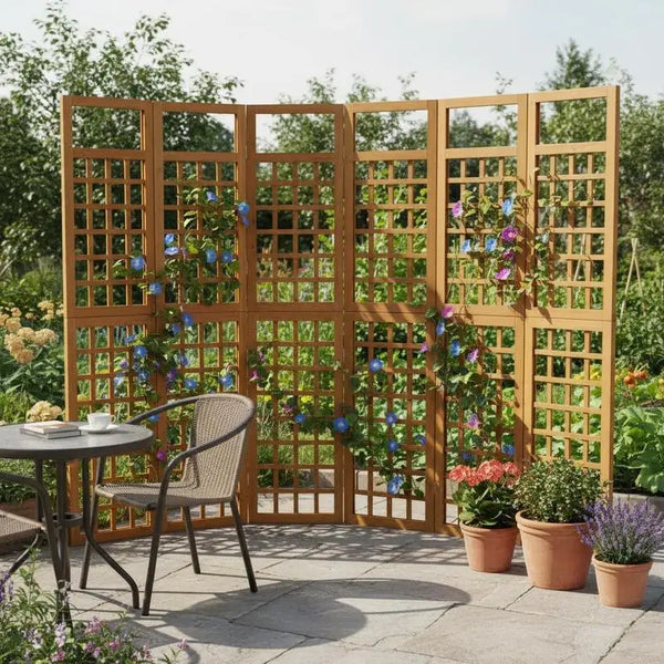 Paravent 6 Panneaux Bois Sapin — Grande Cloison Naturelle 242 × 180 cm