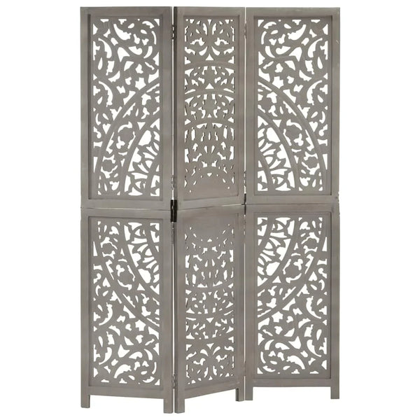 Paravent Sculpté Bois de Manguier Massif — Motif Arabesque Modèle 3