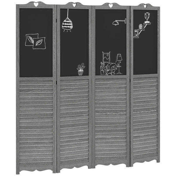Paravent 4 Panneaux Bois avec Tableaux Noirs Intégrés — Déco & Organisation 162 × 172 cm