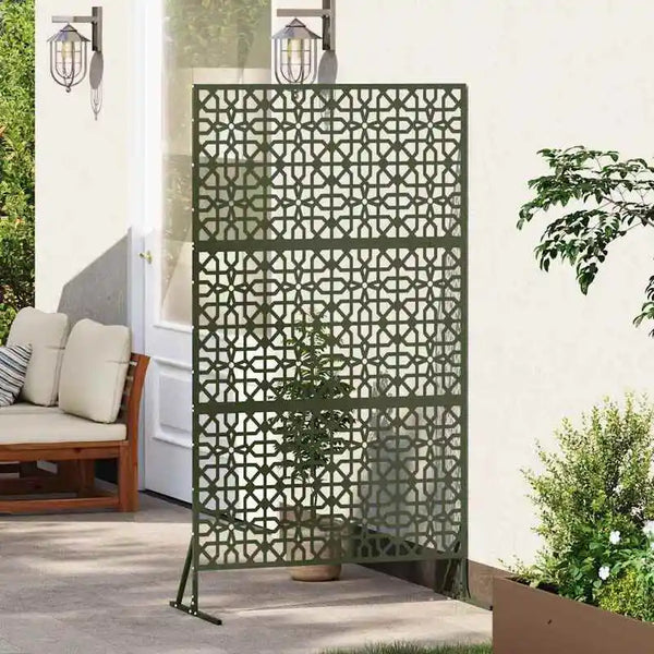 Paravent Acier Olive 100 × 180 cm — Séparateur Design Moderne Terrasse & Jardin