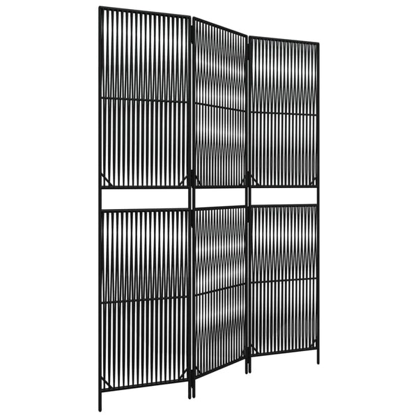 Paravent Poly Rotin Noir 3 Panneaux — Cloison Tressée Légère & Décorative
