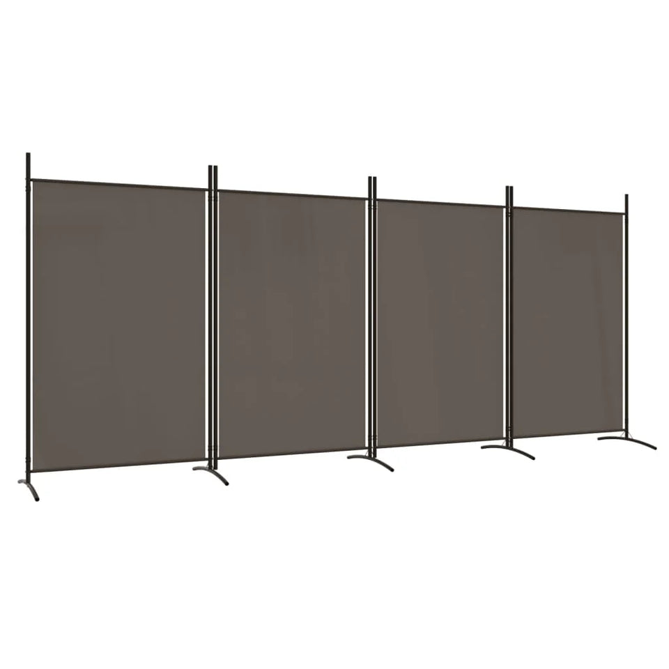 Paravent 4 Panneaux Tissu Anthracite — Grande Cloison 346 × 180 cm