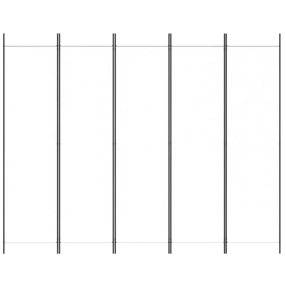 Paravent 5 Panneaux Tissu Blanc 250×200 cm