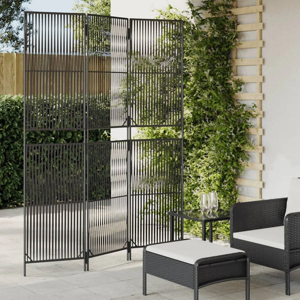 Paravent Poly Rotin Noir 3 Panneaux — Cloison Tressée Légère & Décorative