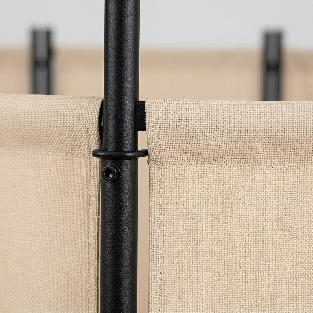 Paravent Pliable Tissu Beige — 6 Panneaux 336×181 cm