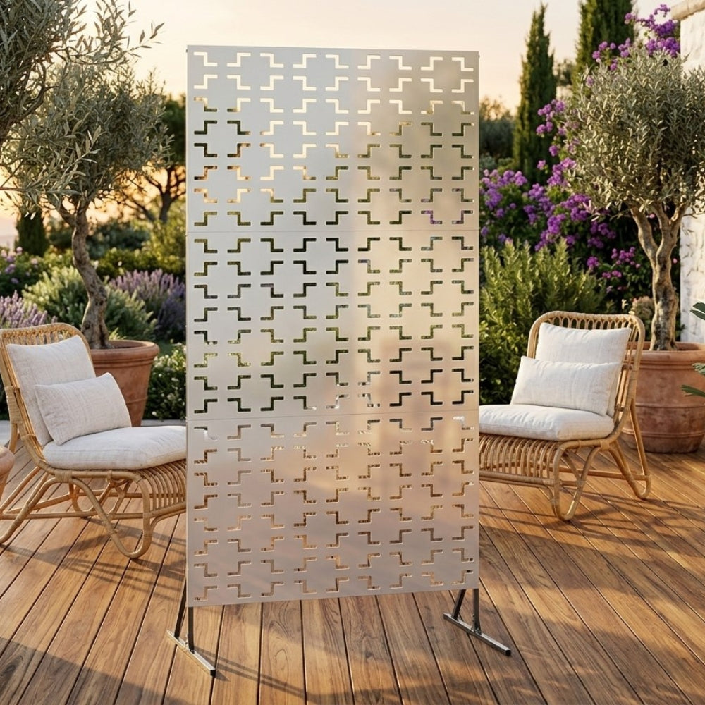 Brise-Vue Acier Blanc 100×180 cm — Extérieur