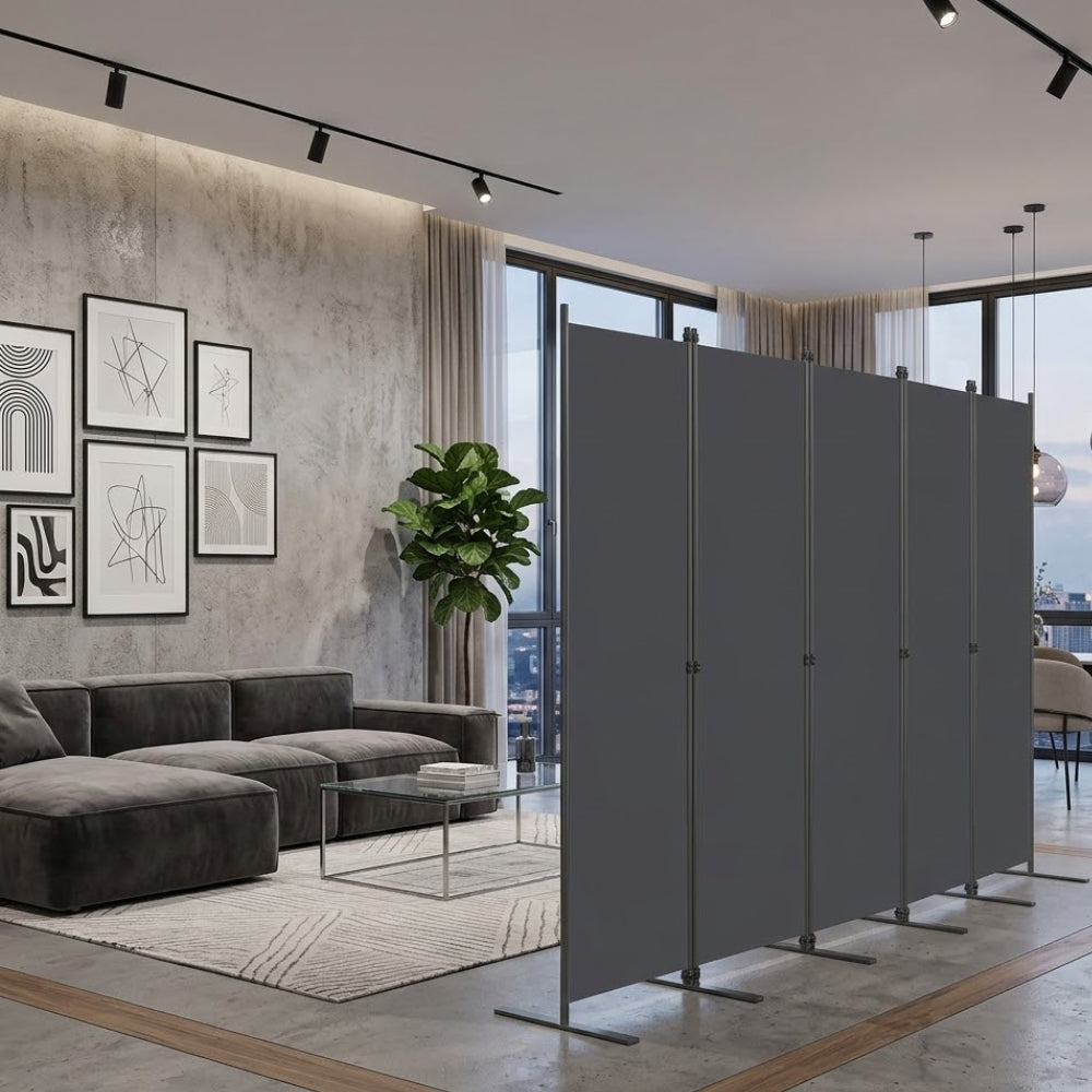Grand Paravent Gris Foncé — 6 Panneaux 180×180 cm | Bureau & Intérieur