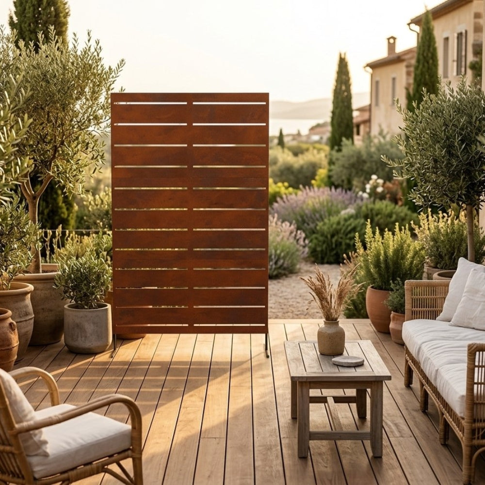 Panneau Brise-Vue Acier Marron 100×180 cm