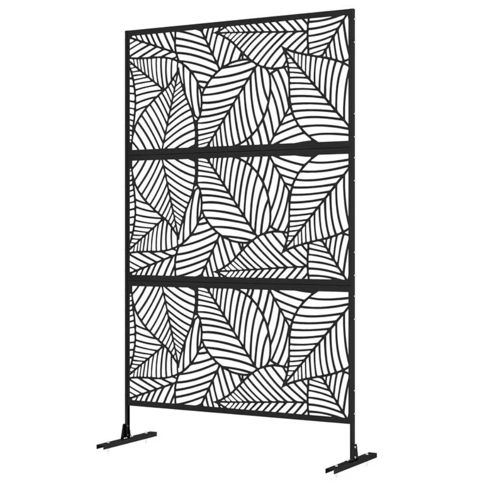 Panneau Brise-Vue Extérieur Noir — Motif Feuillage, Treillis Plantes Grimpantes