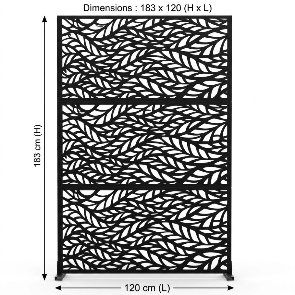 Panneau Décoratif Jardin Noir Motif B avec Socle 120×183 cm