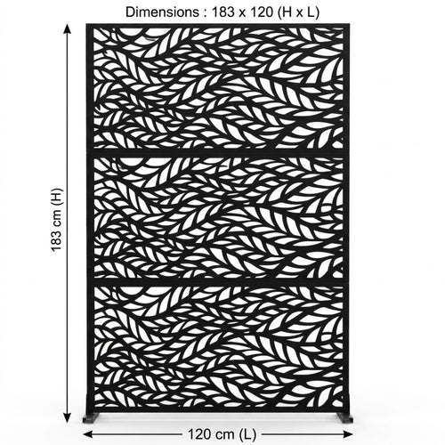 Panneau Décoratif Jardin Noir Motif B avec Socle 120×183 cm
