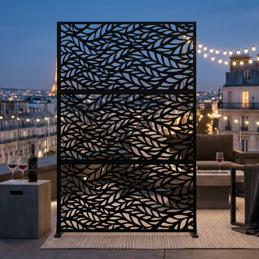 Panneau Décoratif Jardin Noir Motif B avec Socle 120×183 cm