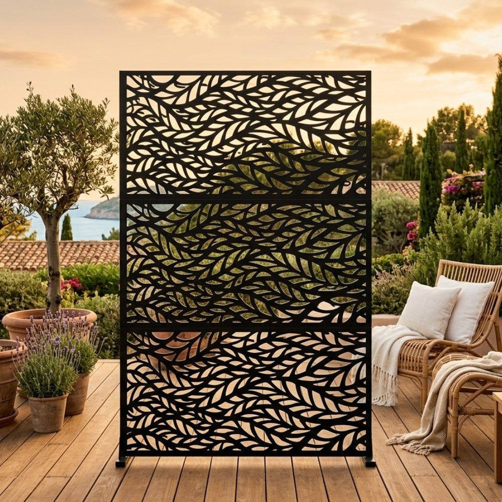 Panneau Décoratif Jardin Noir Motif B avec Socle 120×183 cm