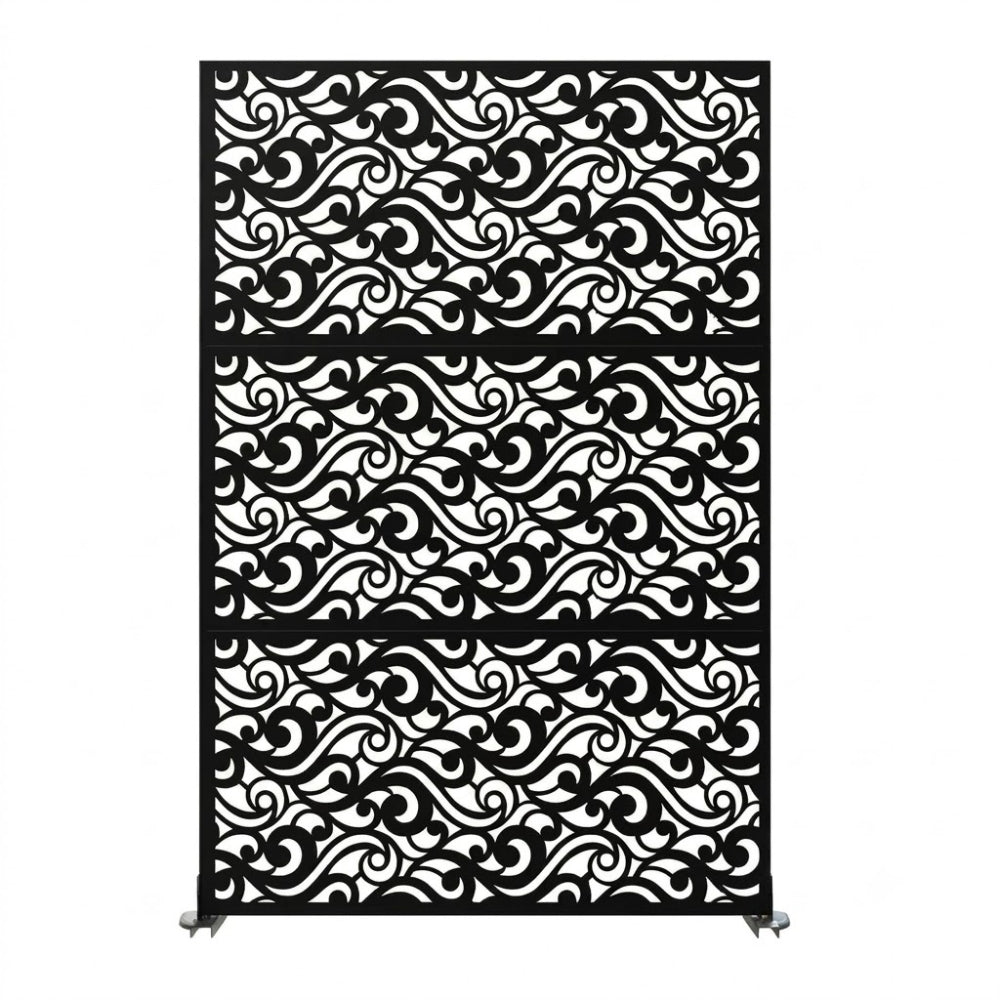 Panneau Décoratif Jardin Noir Motif C avec Socle 120×183 cm