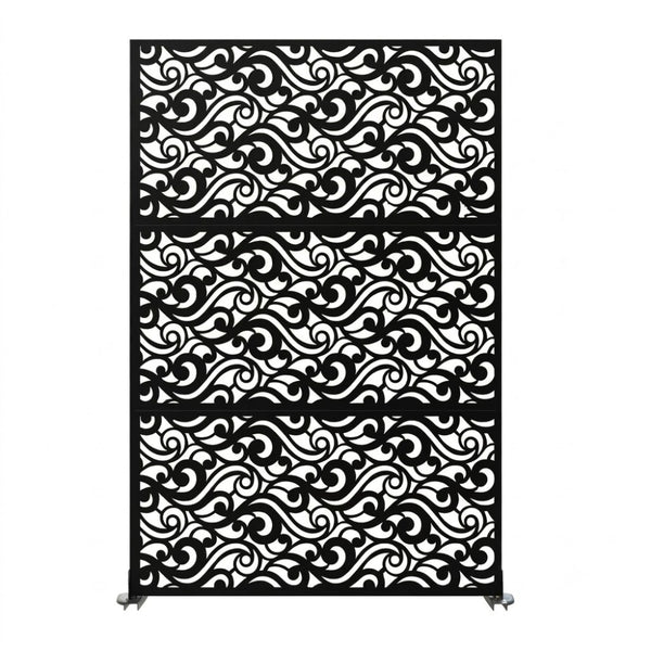 Panneau Décoratif Jardin Noir Motif C avec Socle 120×183 cm