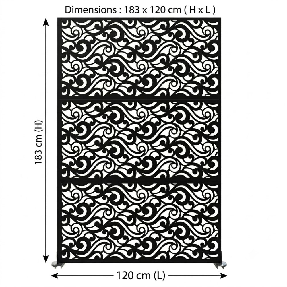 Panneau Décoratif Jardin Noir Motif C avec Socle 120×183 cm