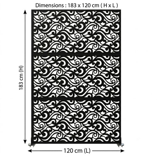 Panneau Décoratif Jardin Noir Motif C avec Socle 120×183 cm