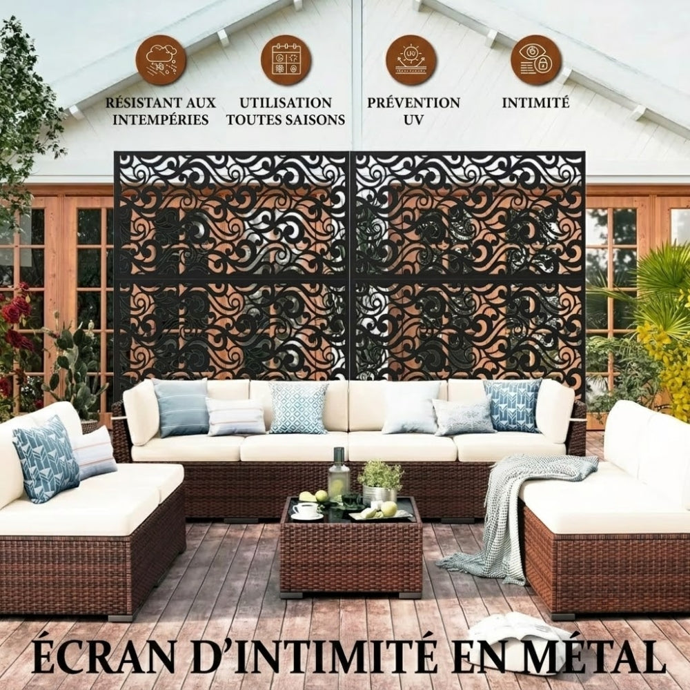 Panneau Décoratif Jardin Noir Motif C avec Socle 120×183 cm