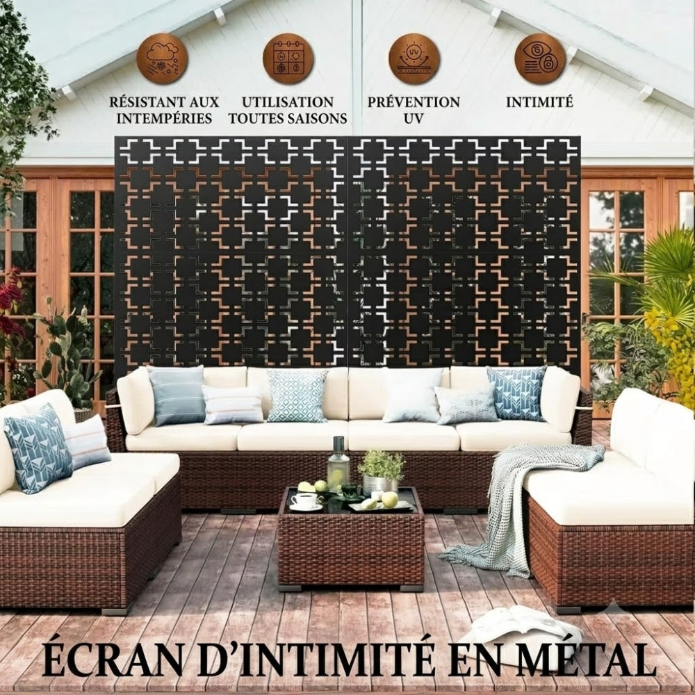 Panneau Décoratif Jardin Noir Motif D avec Socle 120×183 cm