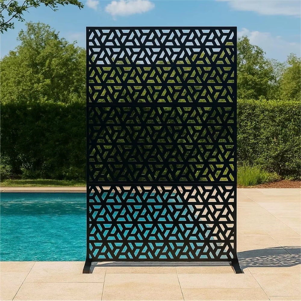 Panneau Décoratif Jardin Noir Motif F avec Socle 120×183 cm