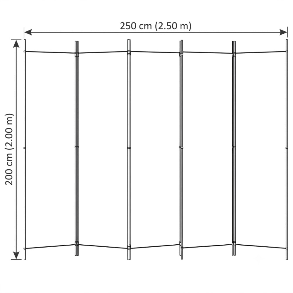 Paravent 5 Panneaux Tissu Blanc 250×200 cm