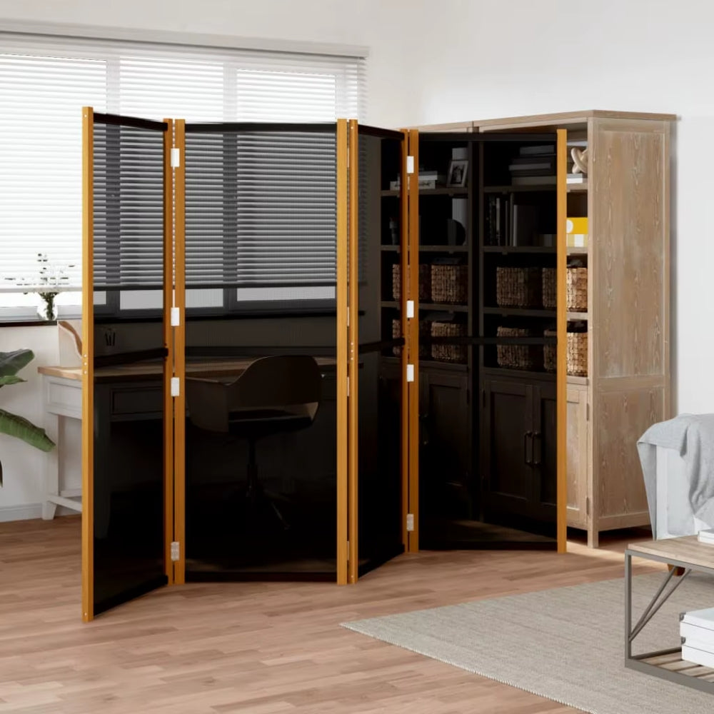 Paravent Cloison 4 Panneaux Noir 280×180 cm