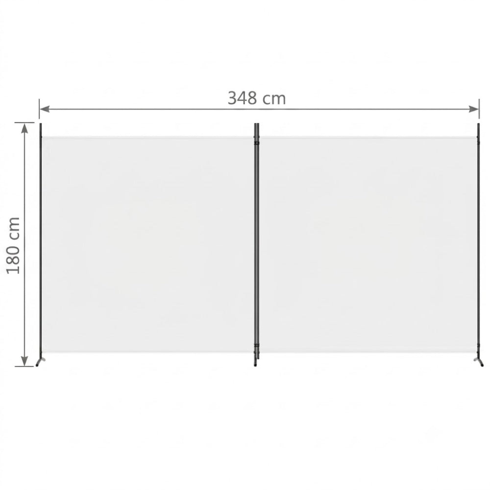 Paravent 2 Panneaux Tissu Blanc — Grande Cloison Légère 348 × 180 cm