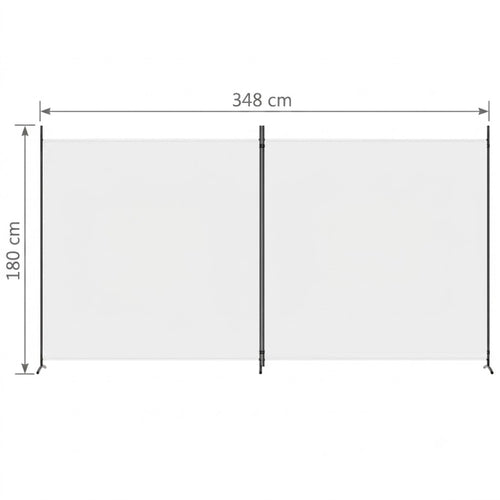 Paravent 2 Panneaux Tissu Blanc — Grande Cloison Légère 348 × 180 cm