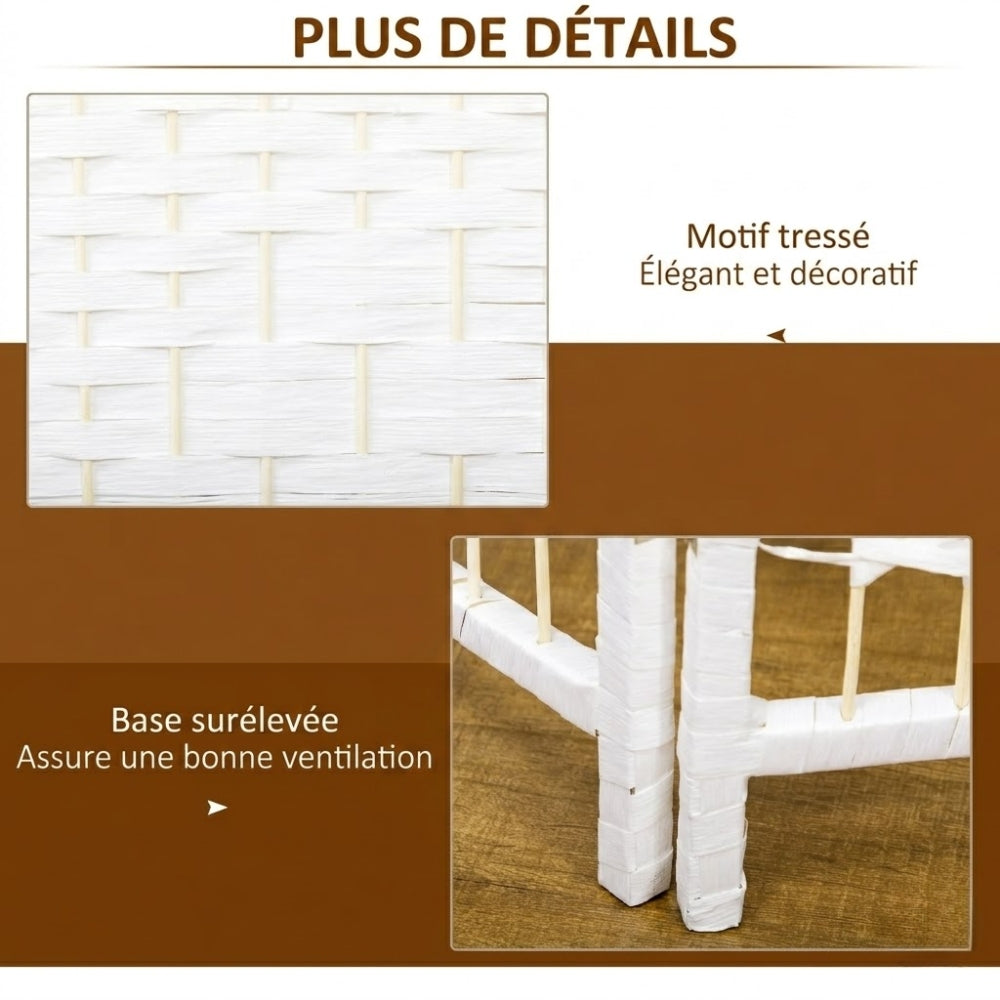 Paravent 3 Panneaux Blanc — Cloison Légère Chambre & Salon 120 × 170 cm