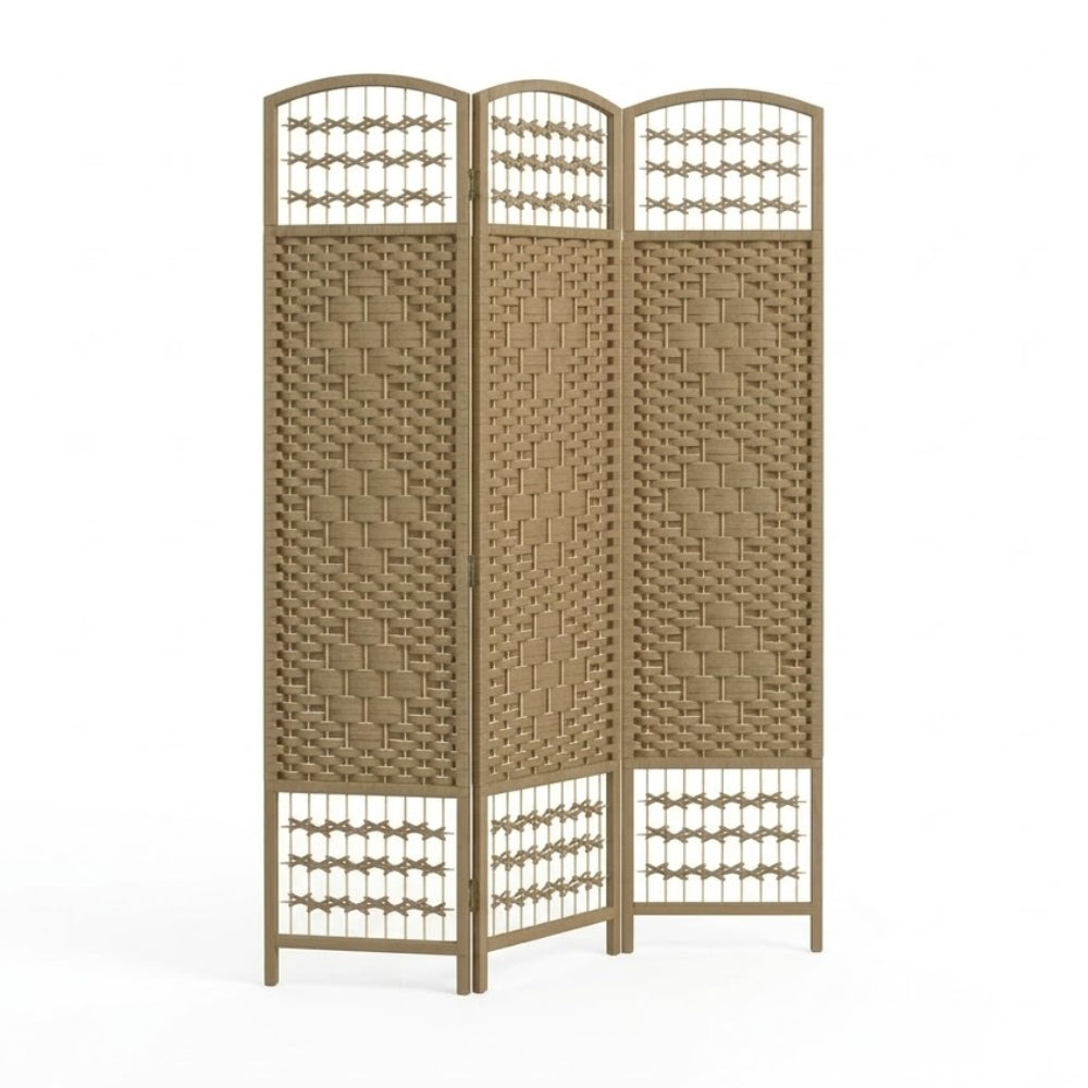 Paravent 3 Panneaux Bois Massif — Cloison Autoportante 170 × 120 cm, Texture Naturelle