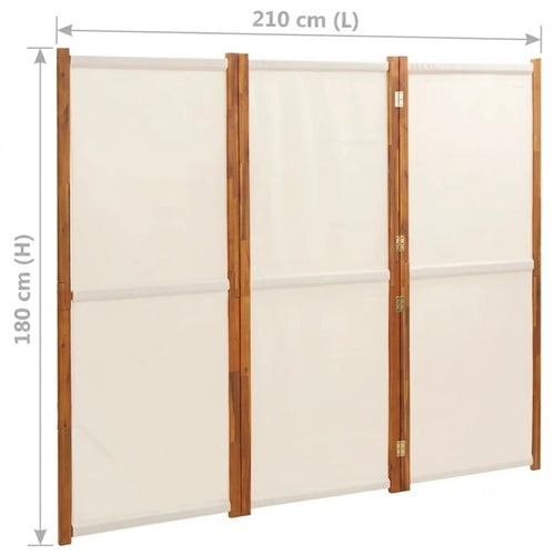 Paravent 3 Panneaux Crème & Blanc 210 × 180 cm — Cloison Légère Premium