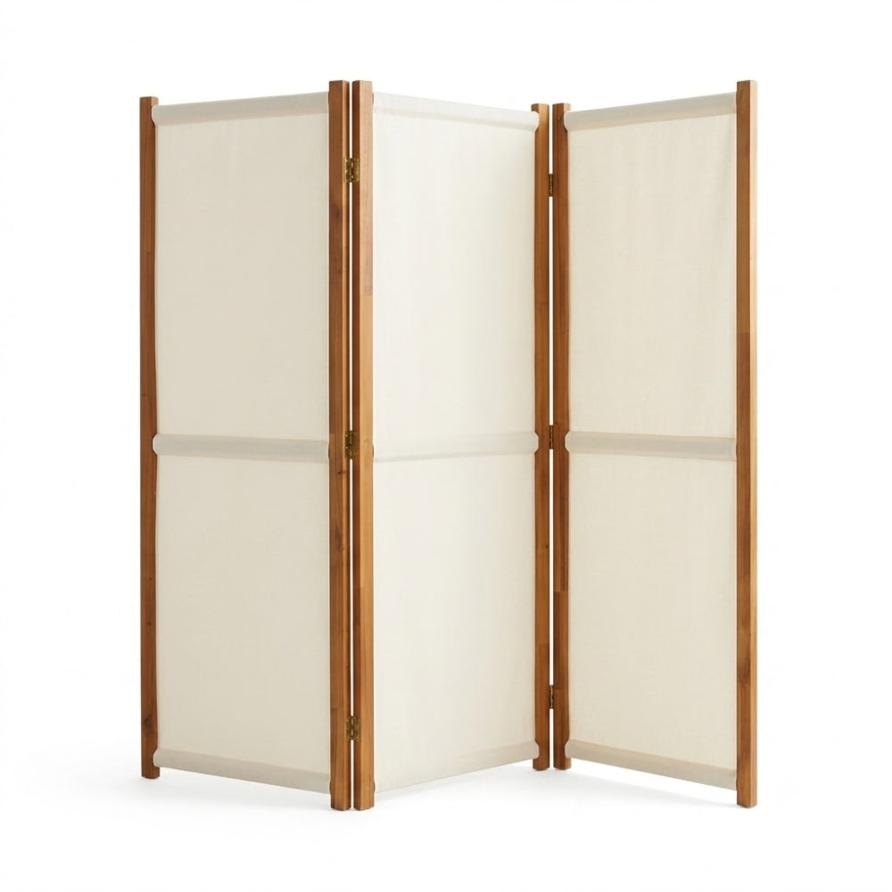 Paravent 3 Panneaux Crème & Blanc 210 × 180 cm — Cloison Légère Premium