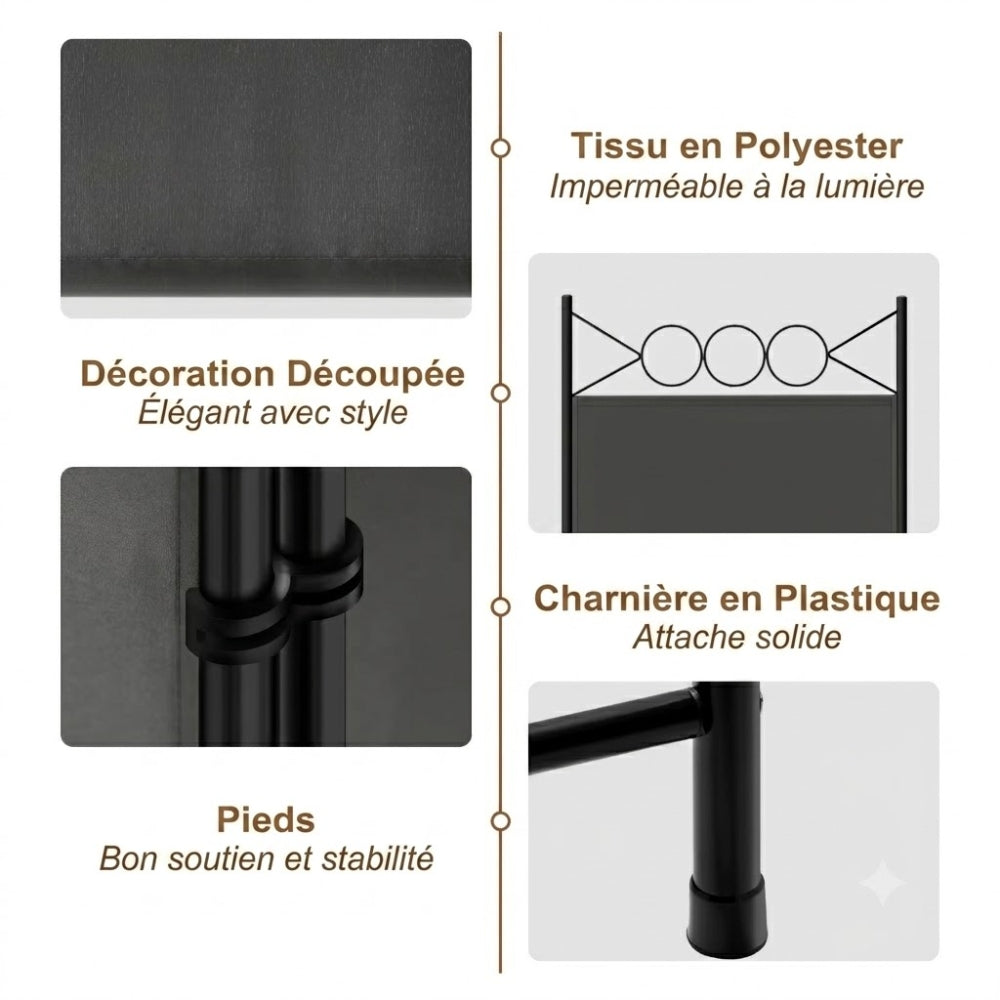 Paravent 3 Panneaux Tissu Pliable — Motif 2