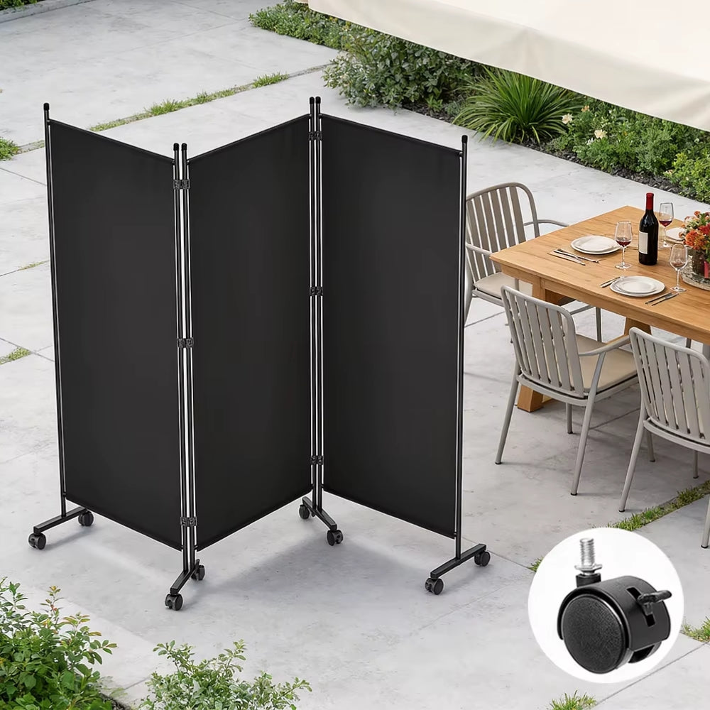 Paravent 3 Panneaux sur Roulettes — Cloison Mobile Intérieur & Balcon