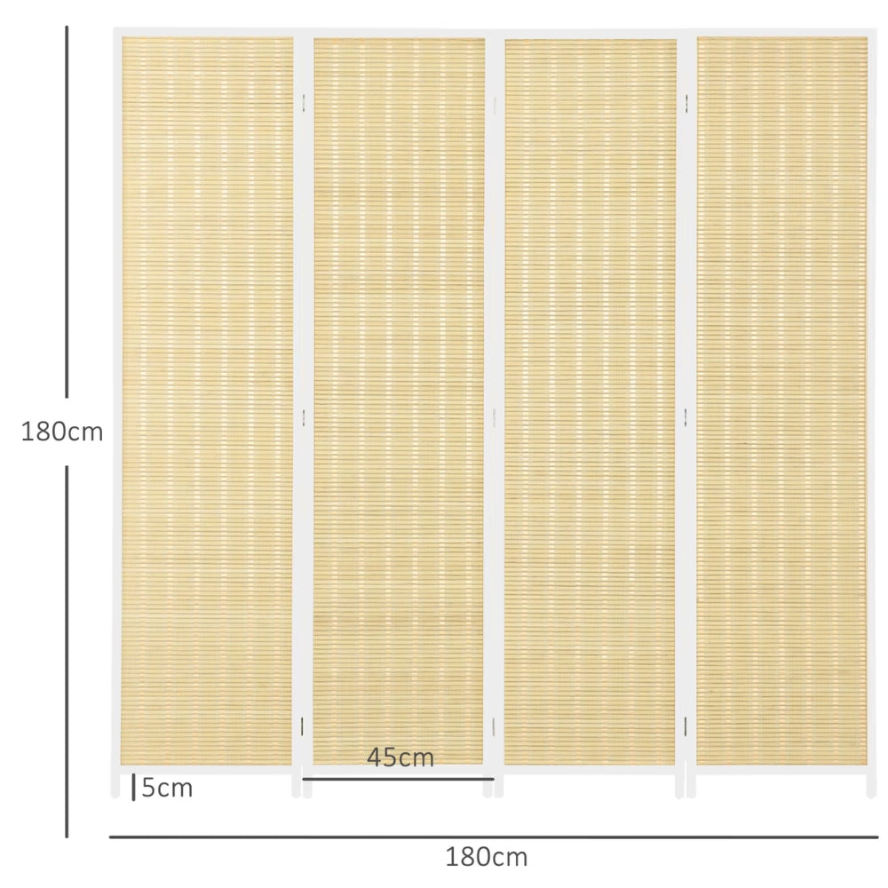 Paravent 4 Panneaux Bambou & Papier Tressé — Séparateur Portable Naturel