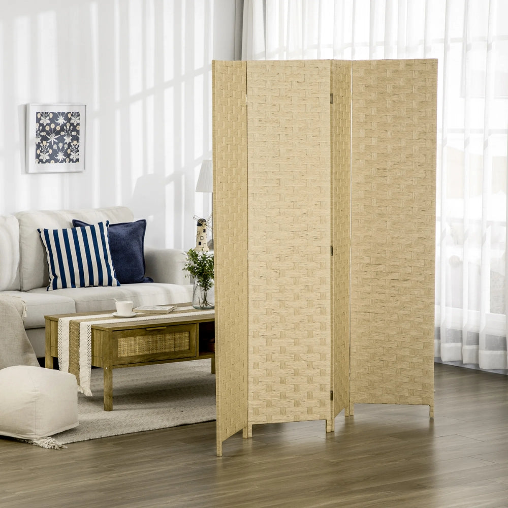 Paravent 4 Panneaux Brun — Cloison Pliable Chambre & Salon 159 × 169 cm