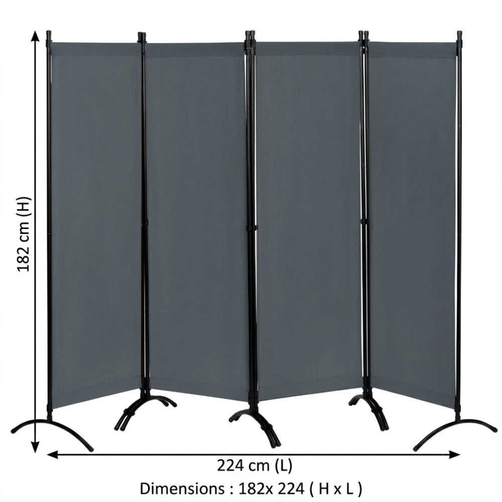 Paravent 4 Panneaux Gris Foncé 224×182 cm — Intérieur & Balcon
