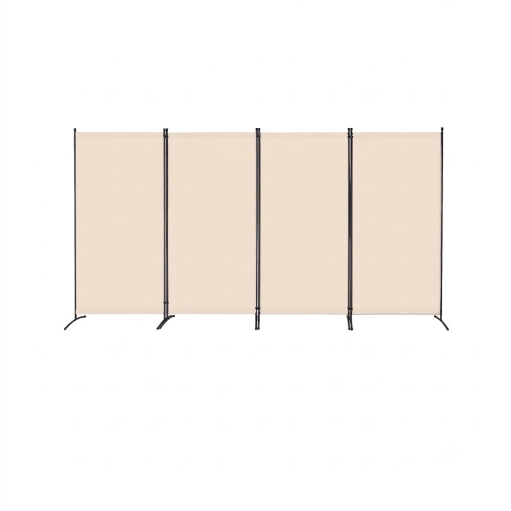 Paravent 4 Panneaux Tissu Beige — Séparateur Bureau & Chambre, Léger & Pratique