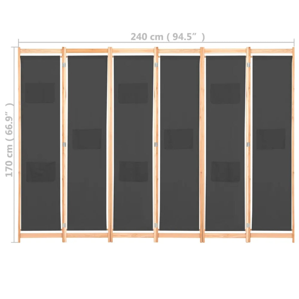 Paravent 4 Panneaux Tissu Gris — Séparateur Acoustique 240 × 170 cm