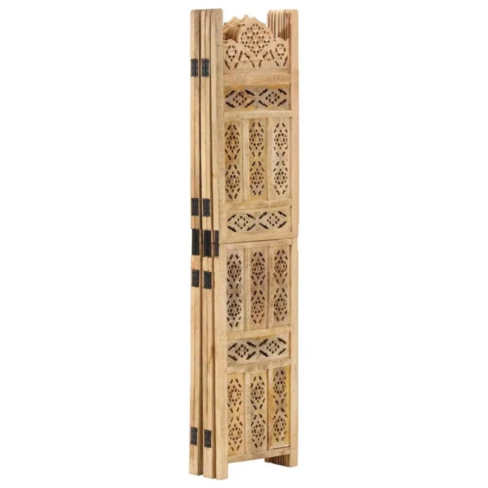 Paravent 5 Panneaux Bois de Manguier 200×165 cm — Jaune Pâle