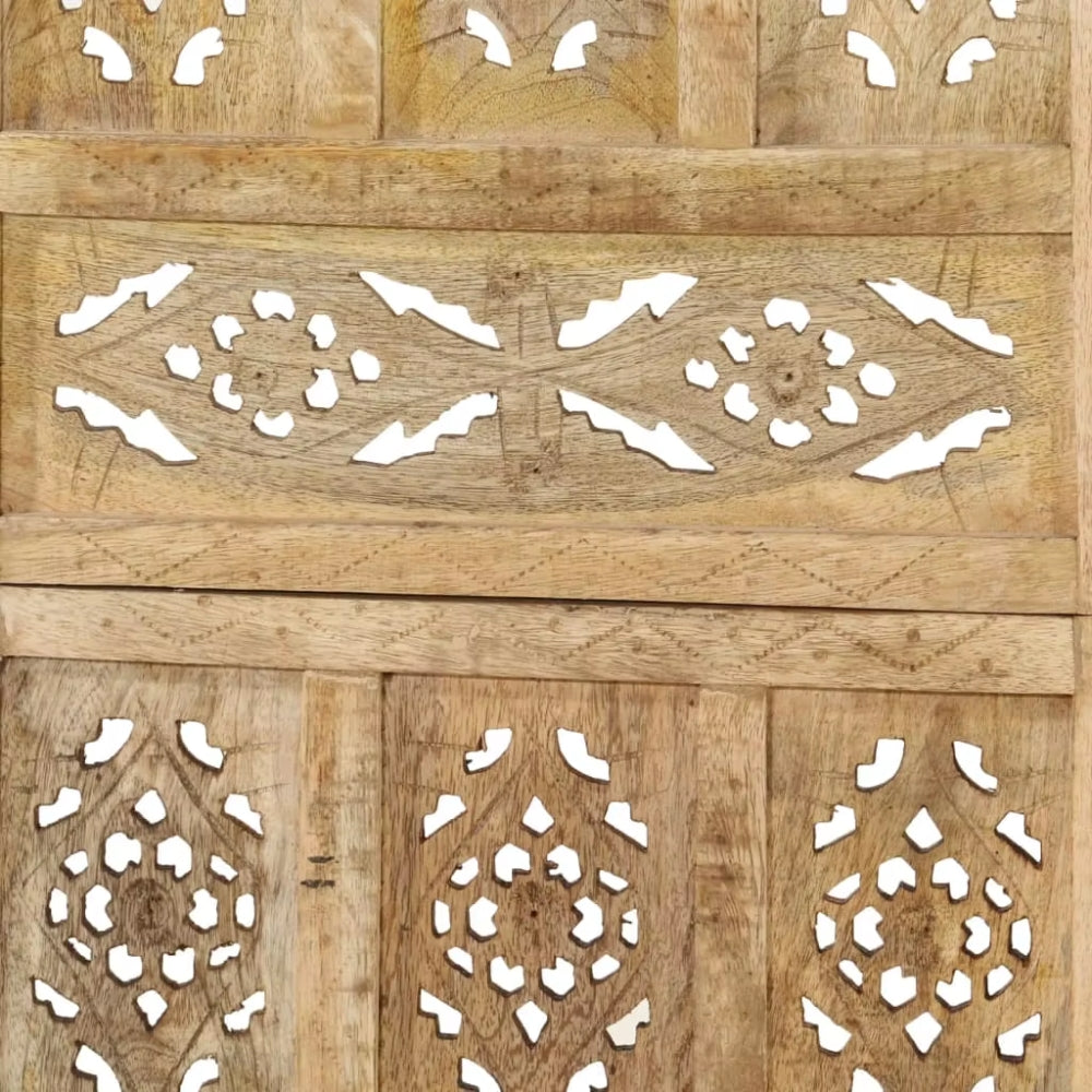 Paravent 5 Panneaux Bois de Manguier 200×165 cm — Jaune Pâle