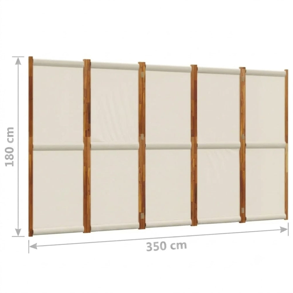 Paravent 5 Panneaux Crème Gris Perle 350×180 cm